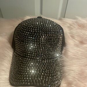 Black Rhinestone Cap